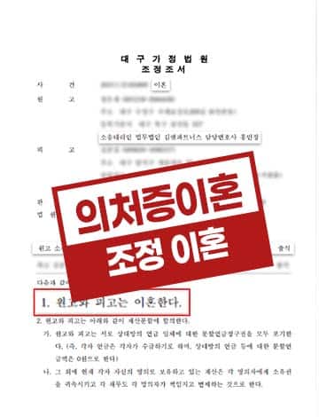 수영구 의처증 이혼 조정 성립 결과 - 법무법인 김앤파트너스